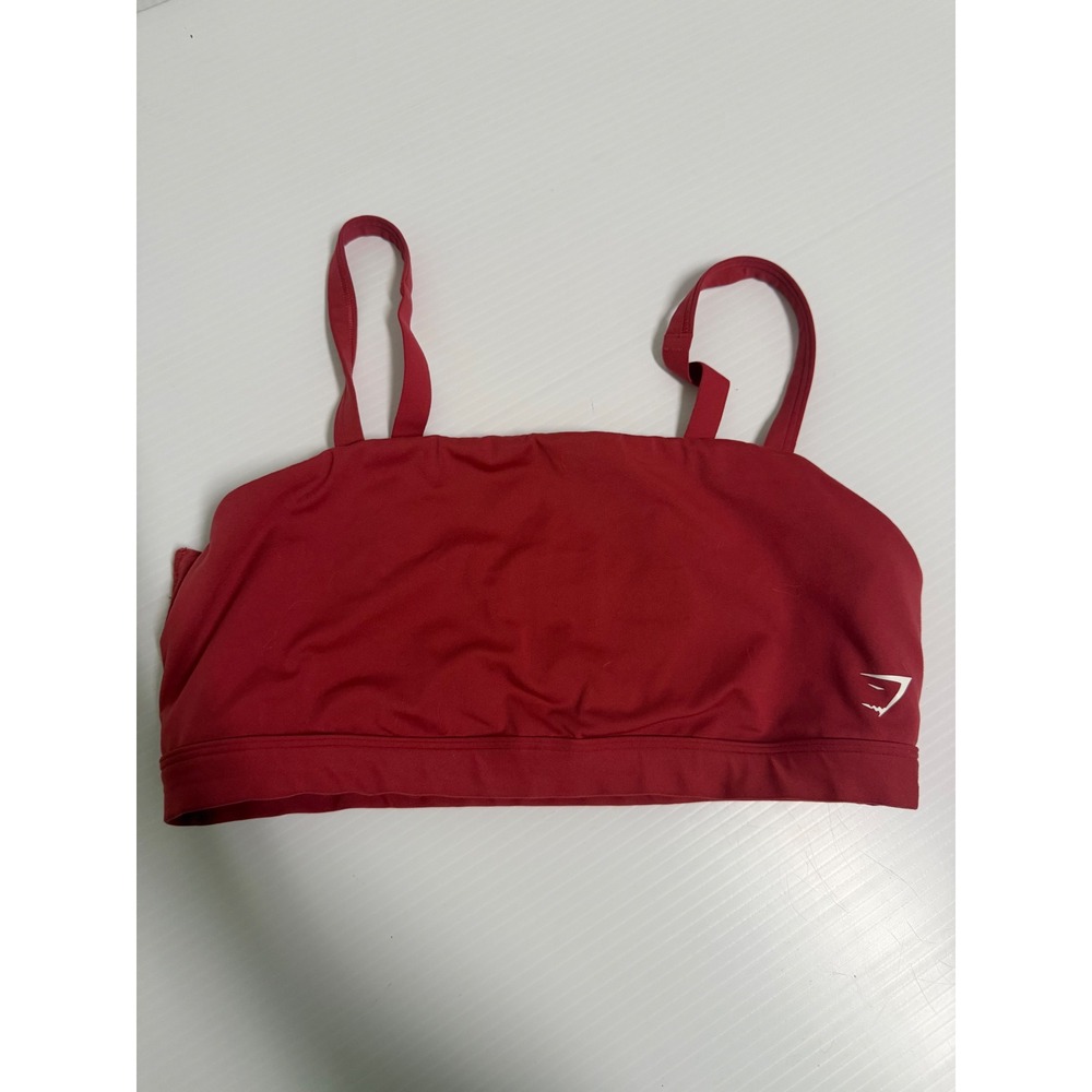 Gymshark Womens Red Bandeau Sports Bra Adjustable Straps Size Large B8A9D